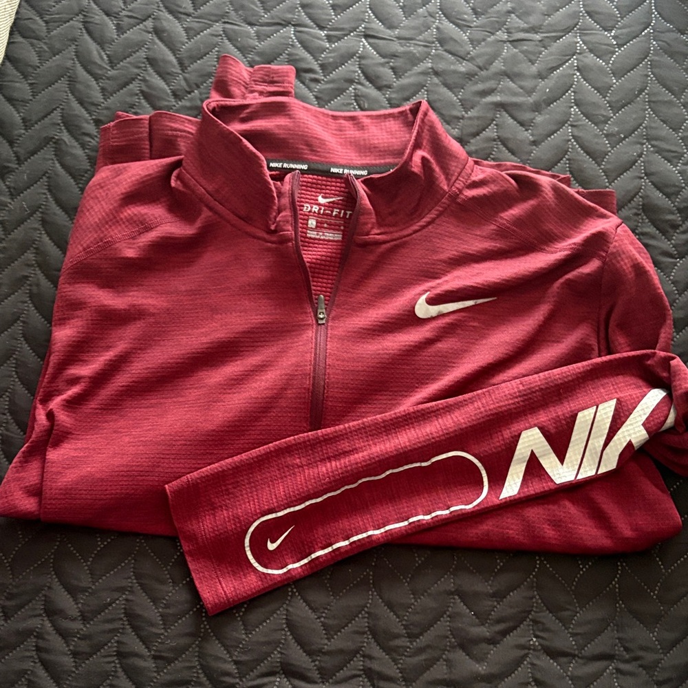 Nike Burgundy Dri-FIT Quarter-Zip Top